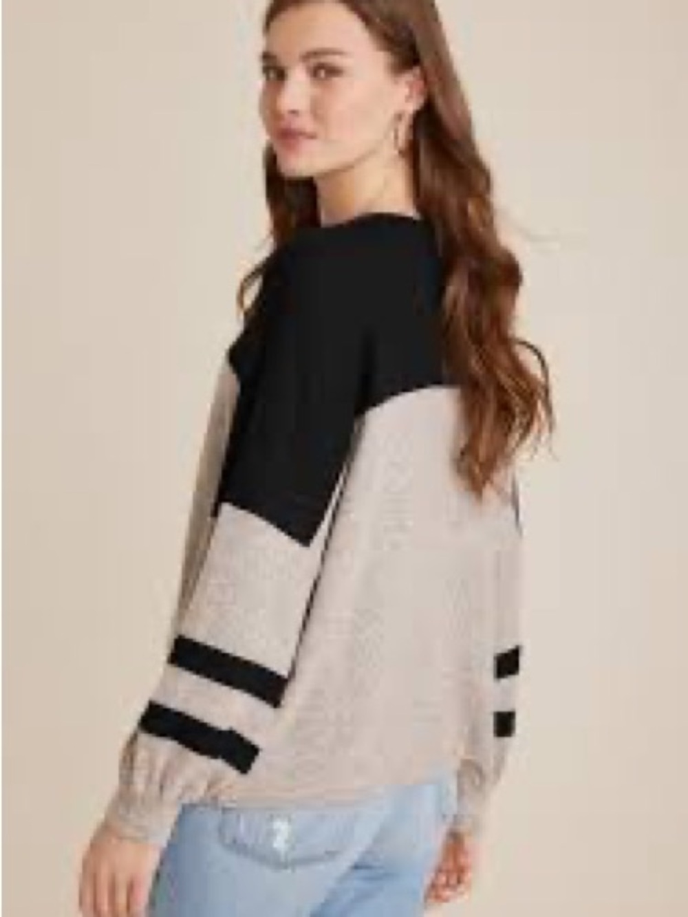 Maurices Black and Taupe Rugby Crew Pullover